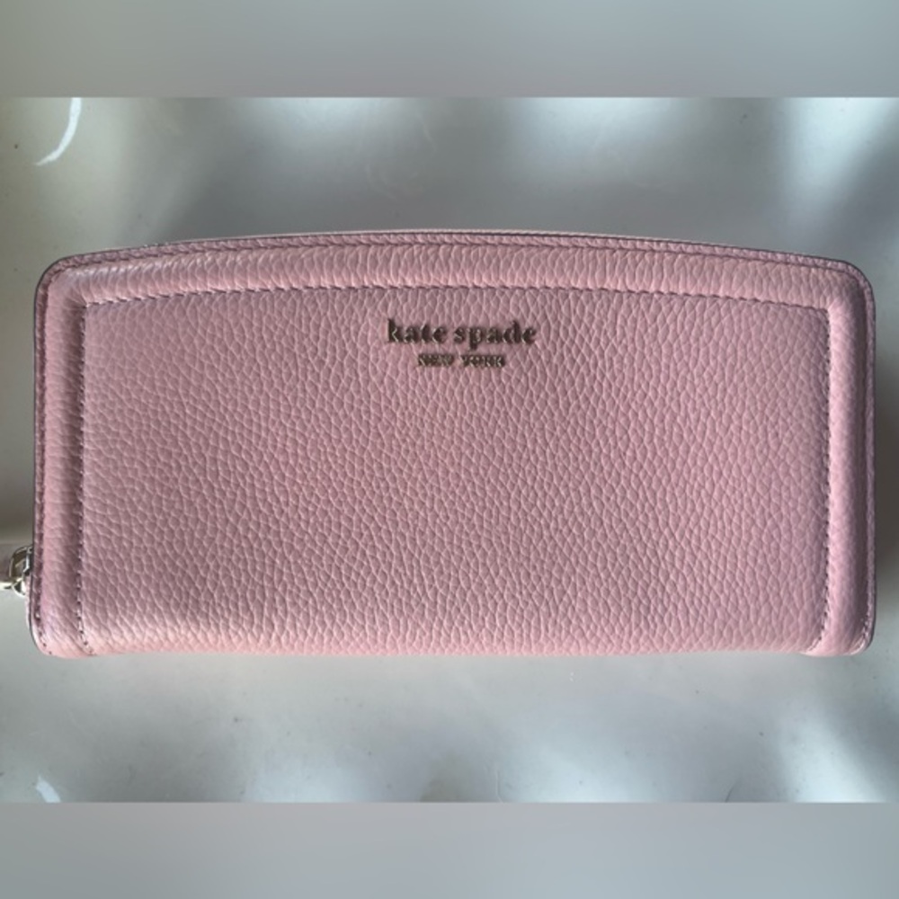 🆕kate spade new york Slim Continental Wallet Coral Gables Pink Zippered Clutch